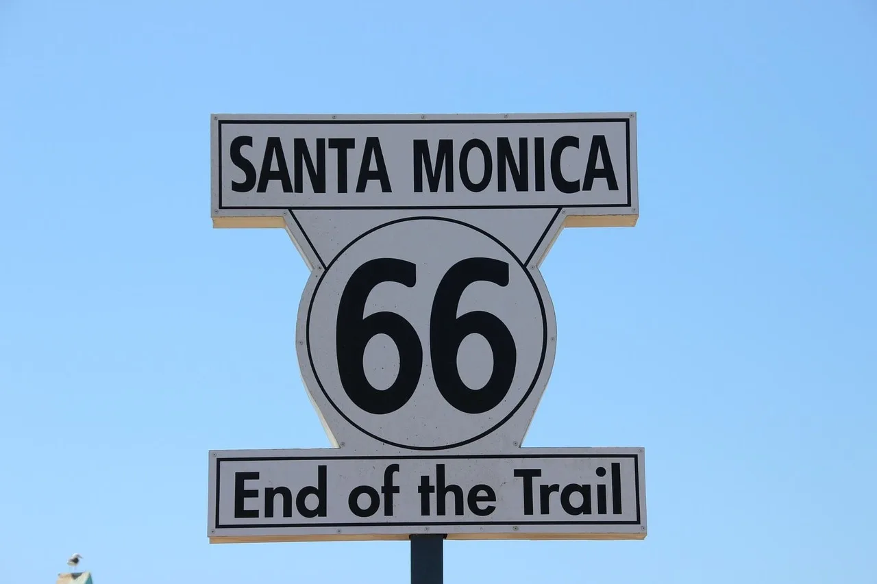 santa monica, 66, end of the trail, highway, sign, travel, usa, california, los angeles, historic, blue angel, santa monica, santa monica, santa monica, los angeles, los angeles, los angeles, los angeles, los angeles. Fifteen kinds of historic highway: how to tell the real ones from signage