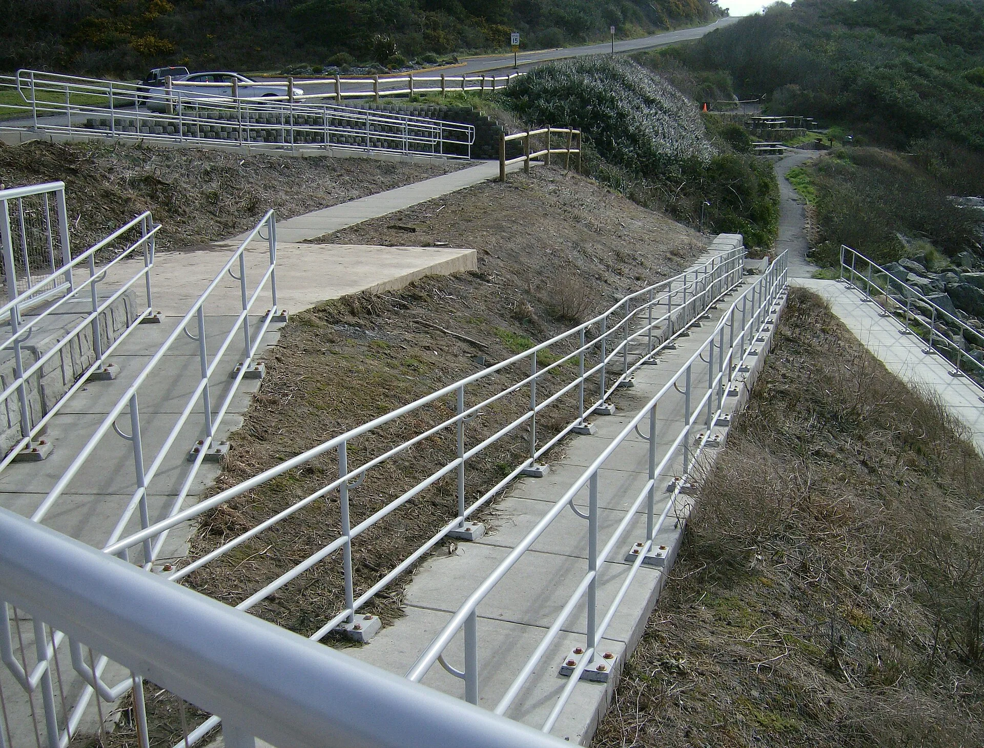 Harris Beach State Park, Brookings, Oregon. Accessible boardwalk created with wheelchair ramps. Slow travel mistakes: check accessible options first