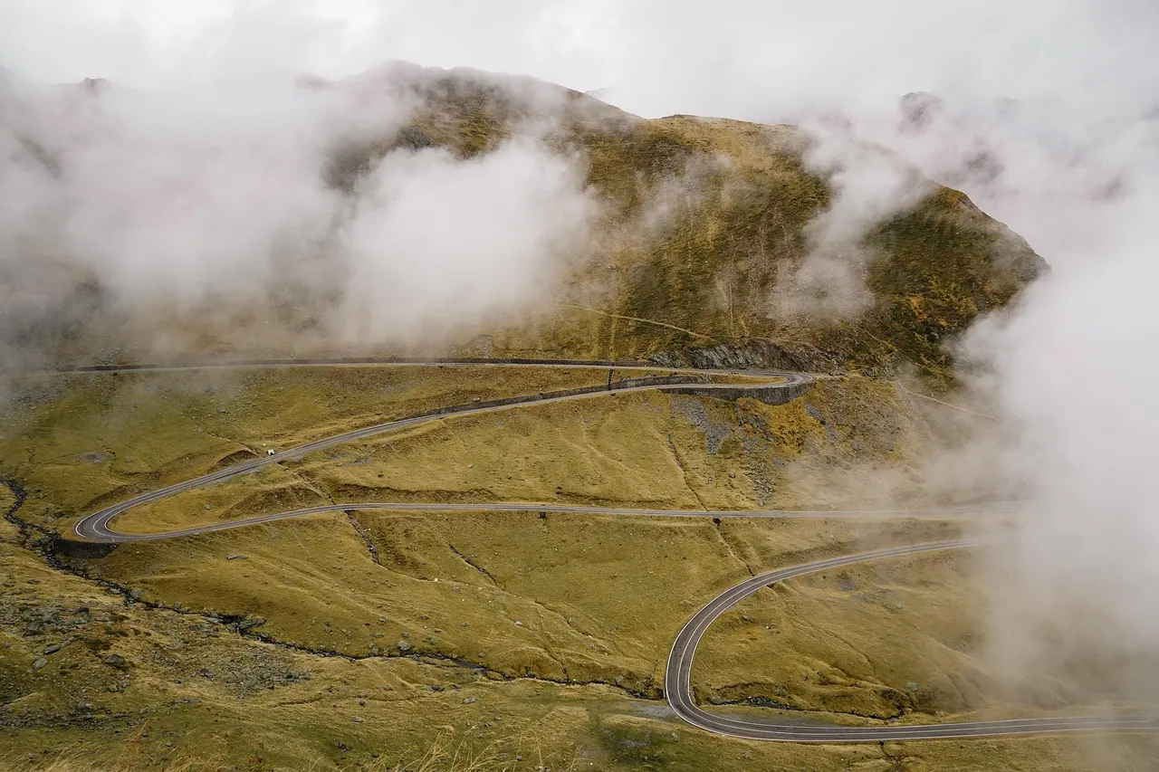 fog, winding road, romania, mountain, landscape, clouds, autumn, highway, road, countryside, country road, nature, winding road, winding road, winding road, winding road, winding r