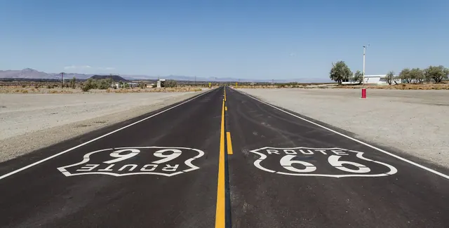 Historic Route 66 near Amboy , California , USA The historic Route 66, also known as the “Mother Road”, was officially established in 1926 as one of the first highways in the Unite. Historic Diners on US Highways: Where to Stop on a Slow Road Trip