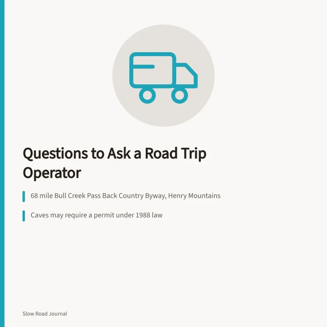 Checklist of permit, group size and turnaround questions for guided road trips. Road trip operator questions: permits, group size, and turnaround rules
