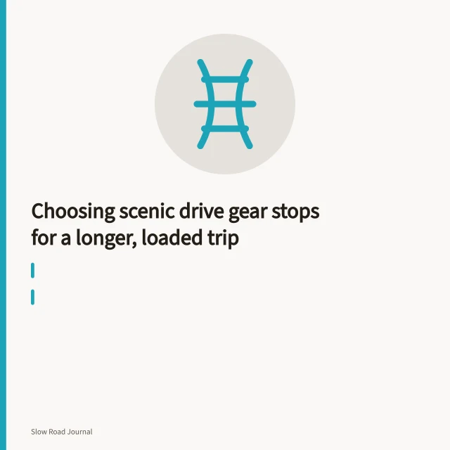 Scenic backway and gravel spur to canyon-rim overlook in Utah's Canyon Rims. Choosing scenic drive gear stops for a longer, loaded trip